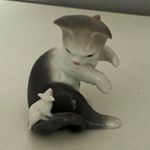 Lladró Cat Figurine Ornament, Grey & White Ceramic/Pottery, Unmounted