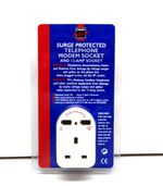 Maxim Electrical Surge Protector Socket Adapter 13amp Mains & Phone Lines Spikes
