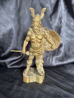 Vintage Brass Viking Figure Complete with Spear 2.7 Kg Weight
