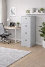 Light Grey Steel Home Office Filing Cabinet with 4 Drawers and Lockable Keys