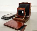 Victo Folding Field Camera 1910 Vintage + Lens + 3x plate holders, no lens board