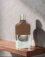 Vintage Men’s Cologne Perfume Bottle Brown Leather & Silver Design