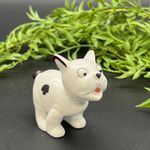Vintage Germany Ceramic French Bulldog Figurine with Black Spots 3" Height