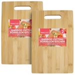2 Chopping Board Wood Bamboo 30x20cm Wooden Cutting with Handle Kitchen Use