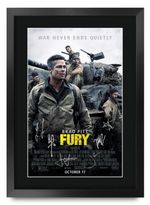 Fury Movie Film Poster Cast Signed Printed Autograph A3 Framed Print Memorabilia