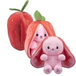 Bunny Strawberry Soft Toy Folding Plush Fluffy Rabbit