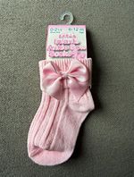 Soft Touch Girls Pink Ribbed Ankle Socks Bow 6-12 Months UK 0-2.5 1pr