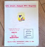VG Condition Celtic v M.T.K. Budapest 1964 Cup Winners Cup Semi-Final Programme