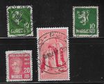 Norway 3 stamps with railway postmarks (TPO), 1 x shipping mail