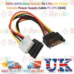 15Pin SATA Male Female To 4 Pin IDE Molex Female Power Supply Cable PC CPU (634)