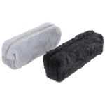 Reusable Plush Pencil Bag Black Pen Holder Stationery Organizer with Zipper