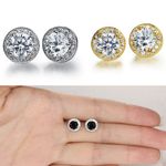 Men's round 8mm simulated diamond Studs 18k white gold filled stud earrings UK
