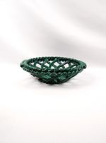 Vallauris Green Braided Ceramic Fruit Basket Mid 20th Century