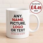 Personalised Mug Custom Photo Name Logo 11oz Gift Father's Day Him Her