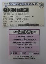Carlisle United v Sheffield Wednesday 1997 Ticket Stub & Coach Ticket