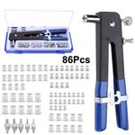 86Pcs M3-M8 Heavy Duty Hand Riveter Rivet Gun Kit Threaded Metric Rivet Nut Set