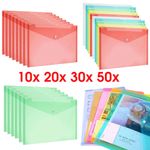 100 A4 Plastic Envelope Wallets Folders Document Stud Filing Paper Folder Office