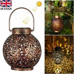 Solar Powered LED Light Morrocan Lantern Hanging Outdoor Garden Lamp Decor Light