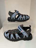New Crane size 1 Junior Boys Leather Walking Hiking Sandals Light Blue/Grey