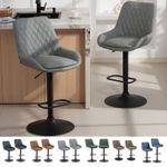 Adjustable Bar Stools Set of 2 Swivel Bar Chairs with Back Footrest