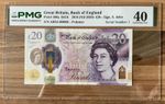RARE BofE B416 JOHN £20 No. 1 SERIAL 000001 BANKNOTE GRADED 40 EF EXTREMELY FINE