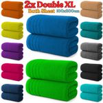 2X Extra Large Super Jumbo Bath Sheets 100x200 cm Egyptian Cotton XXL Bath Sheet