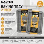 SALTER Baking Tray Non-Stick Carbon Steel Oven Sheet Megastone 37cm - SET OF 2
