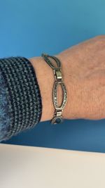 Vintage Sterling Silver Egyptian Hieroglyph Link Bracelet Egyptian Revival