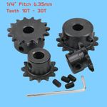 04C 1/4" Pitch 6.35mm Teeth 10T - 30T 45# Steel Roller Chain Sprockets Wheel