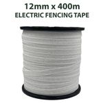 ELECTRIC FENCE TAPE 12mm x 400 Metre Roll White Poly Fencing Horse Paddock