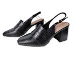 NEW WOMENS M&S INSOLIA UK 8 BLACK MOC CROC SLINGBACK BLOCK HEEL SHOES RRP £35