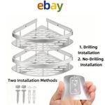 Aluminium Alloy Corner Shower Shelves 2 Pack Wall Mount Bathroom Rack