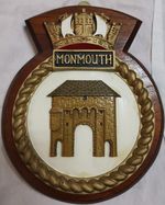 HMS Monmouth - Ship Badge – Hand-Painted Fiberglass, Solid Mahogany Mount, 665g
