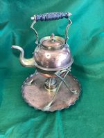 WILLIAM SOUTER ANTIQUE COPPER SPIRIT KETTLE ON RARE TRAY STAND BIRMINGHAM.