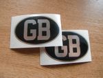 2x GB sticker - 75mm x 50mm - black & chrome decal (small)