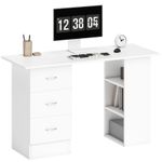 HOMCOM 120cm PC Table Workstation Computer Desk with Drawers & 3 Shelf White