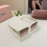 MIUMIU Classic Women's Fashion Sunglasses with White Frames and Pink Lenses