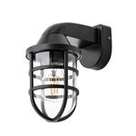 Litecraft Hamo Wall Light Outdoor Garden IP44 Rated E27 Caged Lantern - Black   