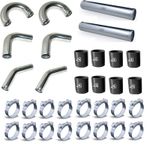 57mm 2 1/4" Universal Intercooler Kit Pipe Hose Black HOSES Alloy Silicone Coupl