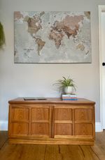 Mid Century Low Teak Sideboard Nathan Squares Two Doors
