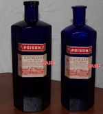 RARE 16 & 12 oz HEXAGONS SKULL & BONES  LAUDANUM POISON WATSON GREENVILLE, ILL.