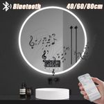 LED Bathroom Mirror with Bluetooth Motion Sensor 3 Lights Illuminated Demister