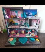 Modern 3-Storey Multicoloured 1:12 Doll’s House, Furnished, Pool, 6 Rooms