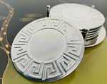 Vintage Mid Century Silver Greek Key Plated Drink Bottle Coasters Coster Set
