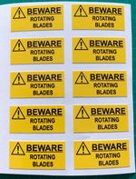 Industrial Safety Decal Sticker caution ROTATING BLADE - CUTTING warning label
