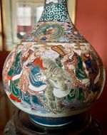 Large Japanese Signed KINEIDO Meiji Porcelain Bottle Vase Rare Artist. Slight AF