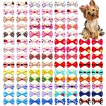 30PCS Dog Bow With Rubber Band Dog Hair Accessories Handmade Movable Puppy Bows