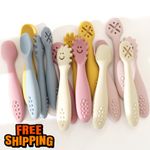 3PCS Baby Learning Spoon Set Toddler Feeding Training Weaning Cutlery
