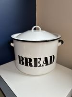 Bread Bin vintage Enamel sign White Black Round Poland Bread Bin lid 