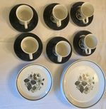 Vintage Johnson Brothers Wildmoor Retro Grey White Flowers Part Set